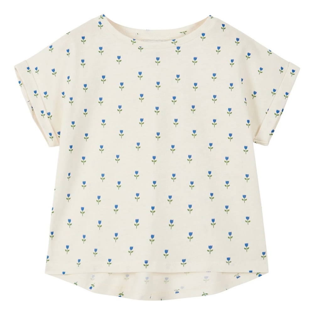 Emile et Ida Organic Cotton Tulips T-shirt Ecru